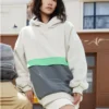 Colorblock Sherpa Kapüşonlu Sweatshirt “Bej”